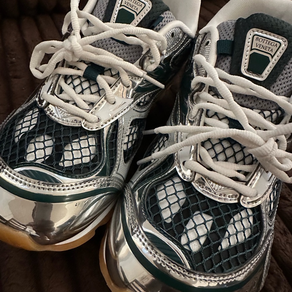 Bottega Veneta Silver and White Men's Sneakers